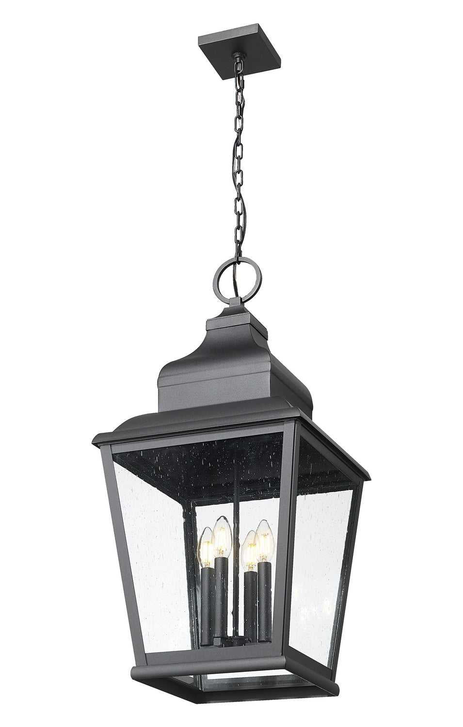 Raphael Four Light Outdoor Chain Mount Ceiling Fixture in Sand Black Z-Lite Canada