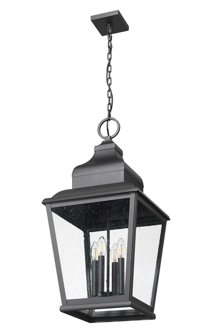 Raphael Four Light Outdoor Chain Mount Ceiling Fixture in Sand Black Z-Lite Canada