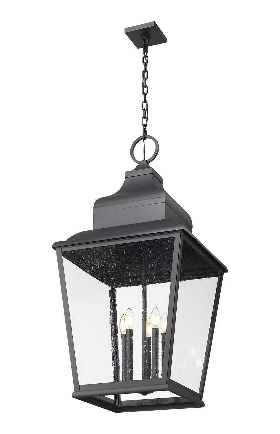 Raphael Five Light Outdoor Chain Mount Ceiling Fixture in Sand Black Z-Lite Canada