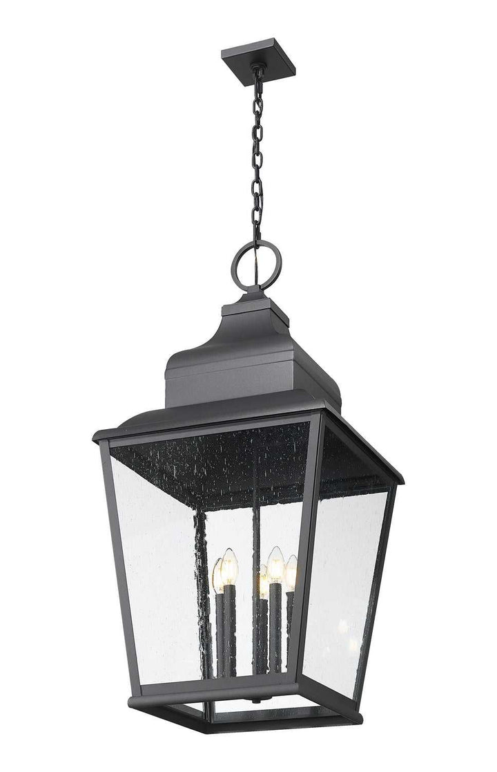 Raphael Five Light Outdoor Chain Mount Ceiling Fixture in Sand Black Z-Lite Canada