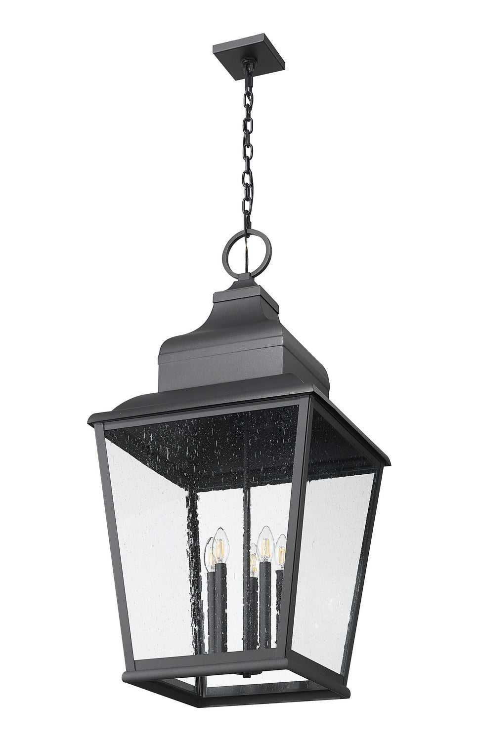 Raphael Five Light Outdoor Chain Mount Ceiling Fixture in Sand Black Z-Lite Canada