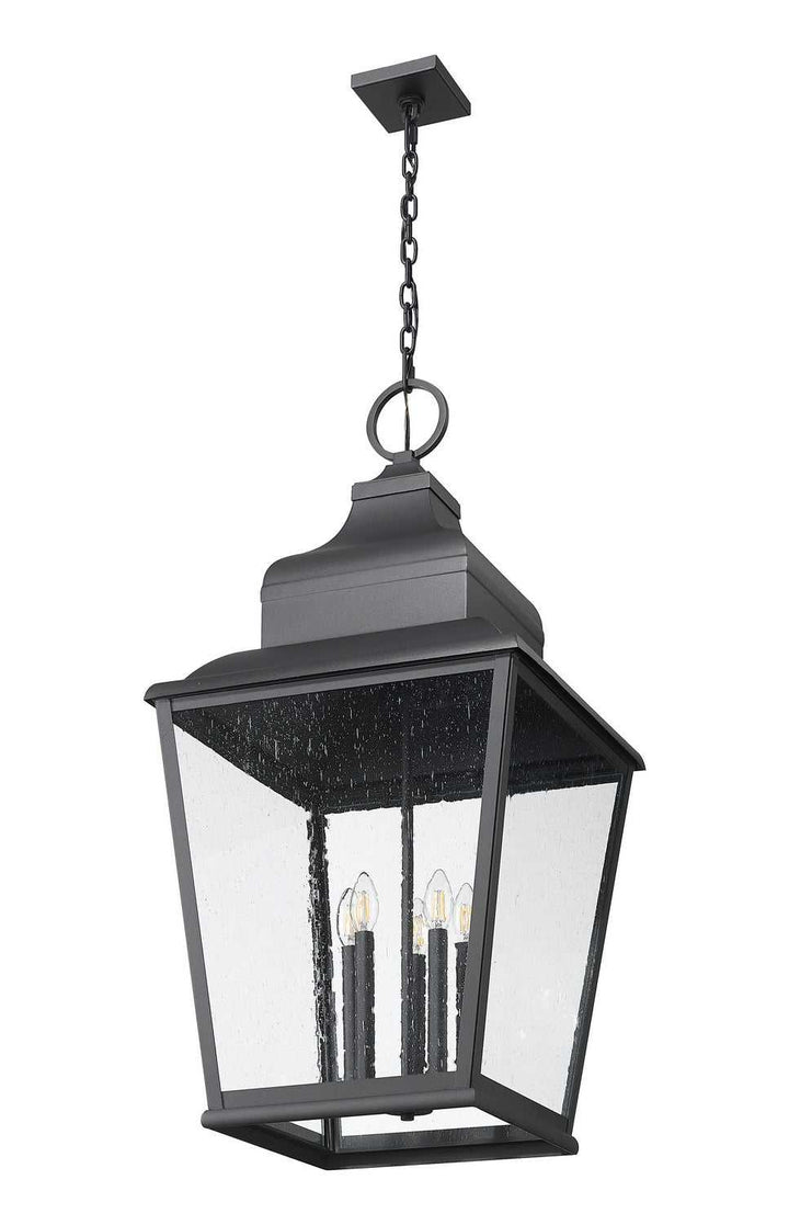 Raphael Five Light Outdoor Chain Mount Ceiling Fixture in Sand Black Z-Lite Canada