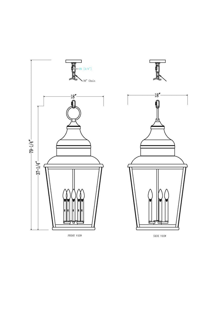 Raphael Five Light Outdoor Chain Mount Ceiling Fixture in Sand Black Z-Lite Canada