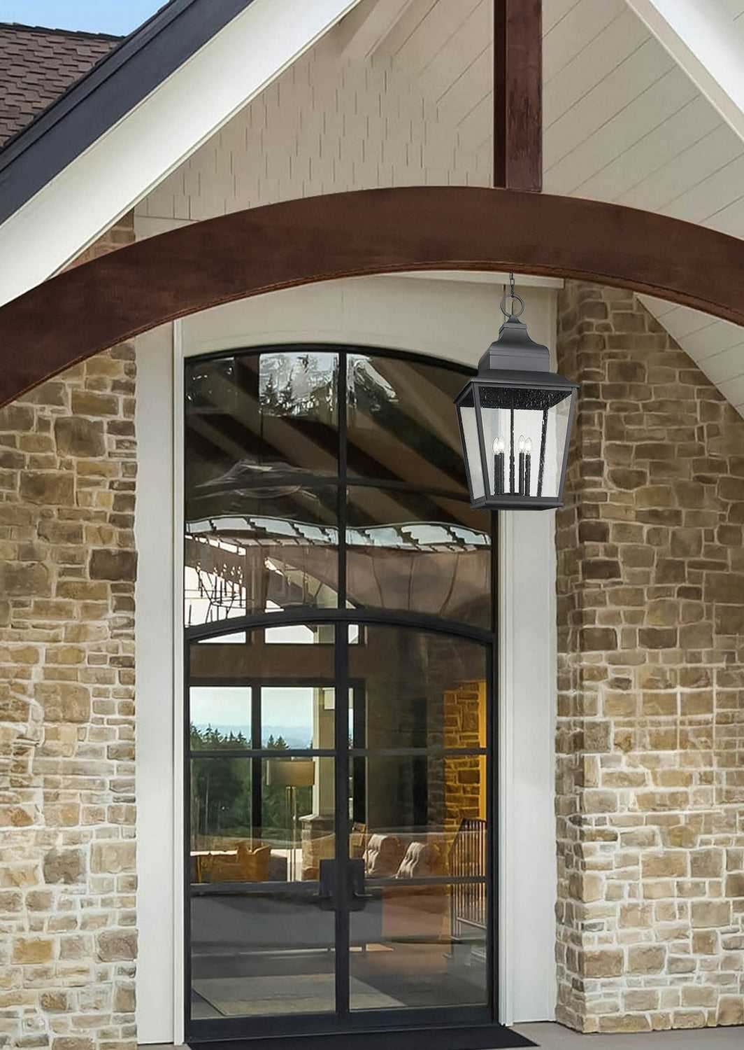 Raphael Five Light Outdoor Chain Mount Ceiling Fixture in Sand Black Z-Lite Canada