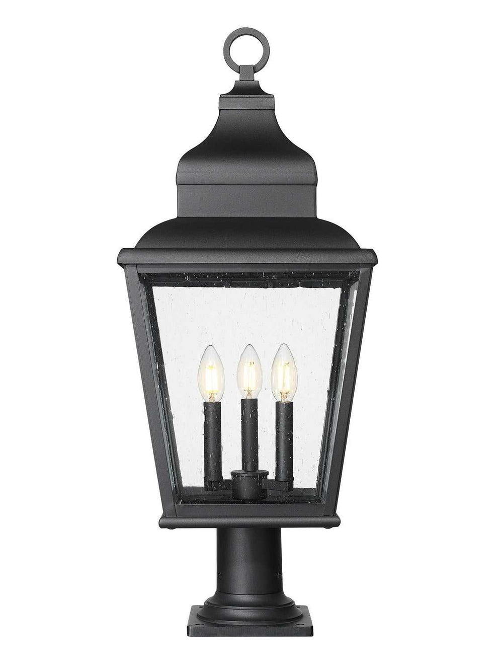 Raphael Three Light Outdoor Pier Mount in Sand Black Z-Lite Canada