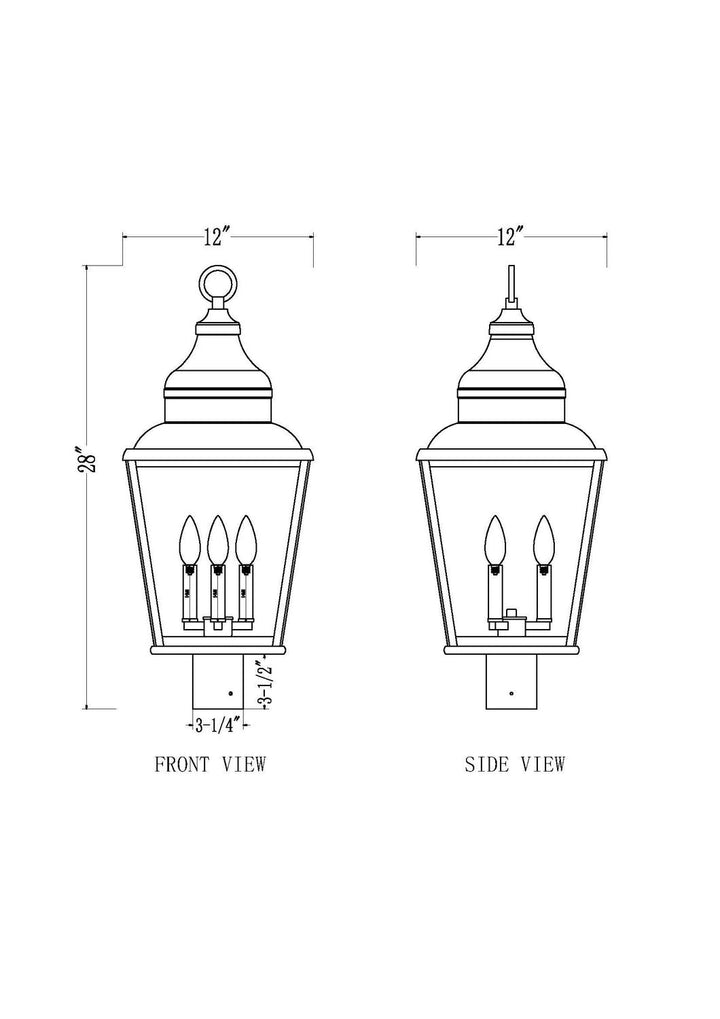 Raphael Three Light Outdoor Post Mount in Sand Black Z-Lite Canada