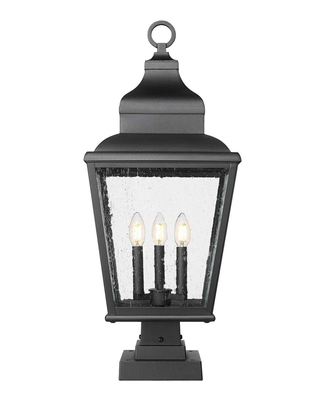 Raphael Three Light Outdoor Pier Mount in Sand Black Z-Lite Canada