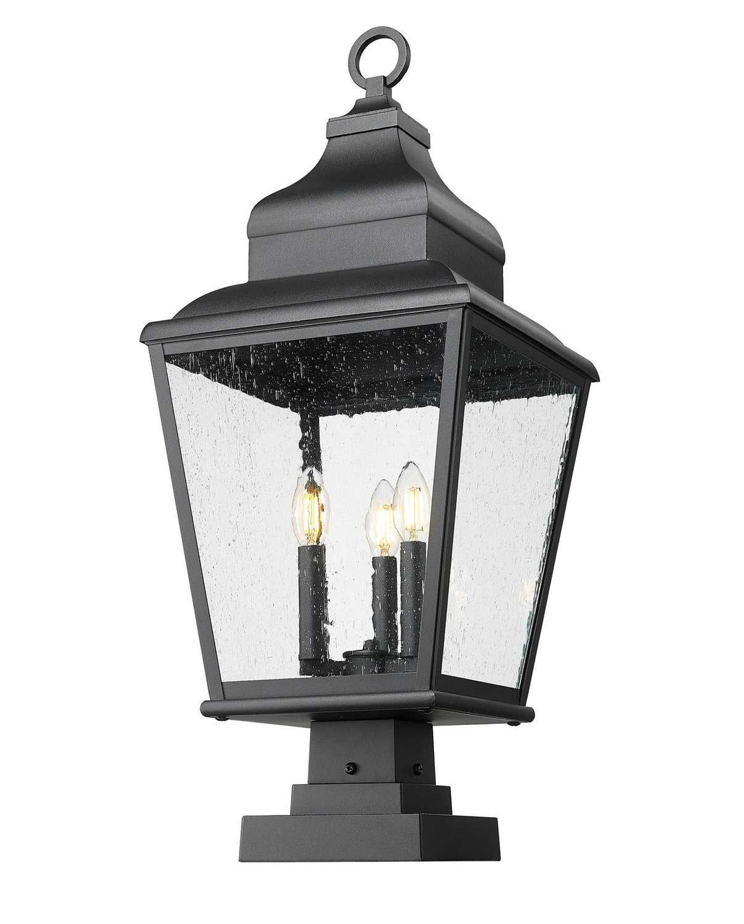 Raphael Three Light Outdoor Pier Mount in Sand Black Z-Lite Canada
