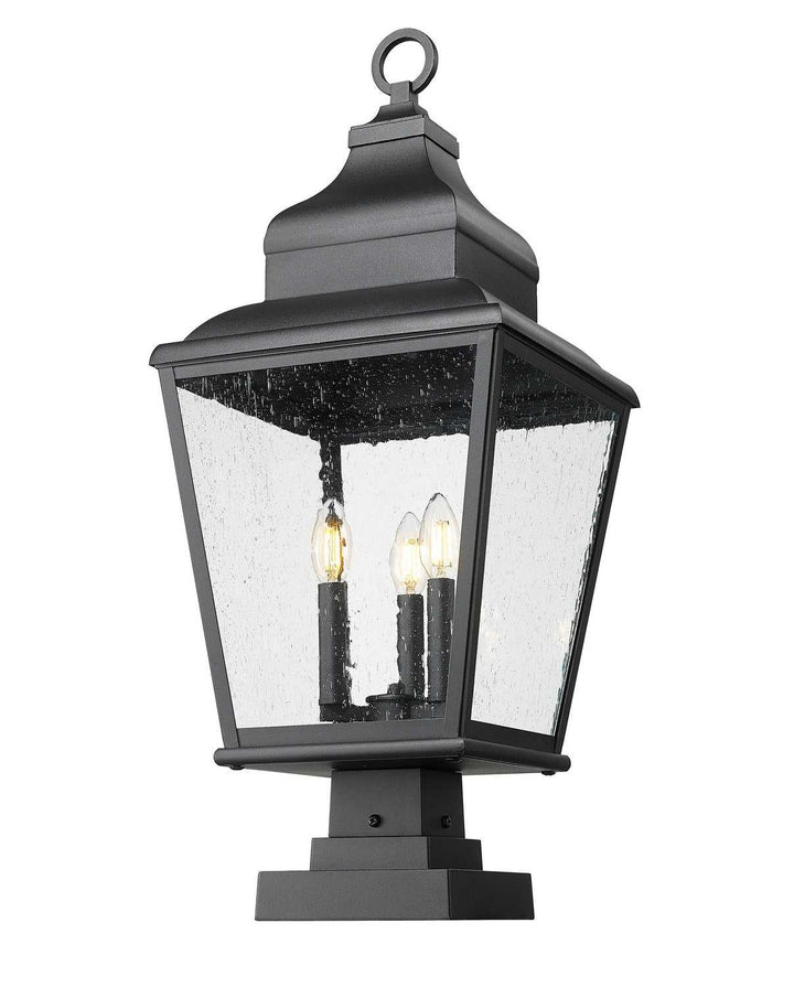 Raphael Three Light Outdoor Pier Mount in Sand Black Z-Lite Canada