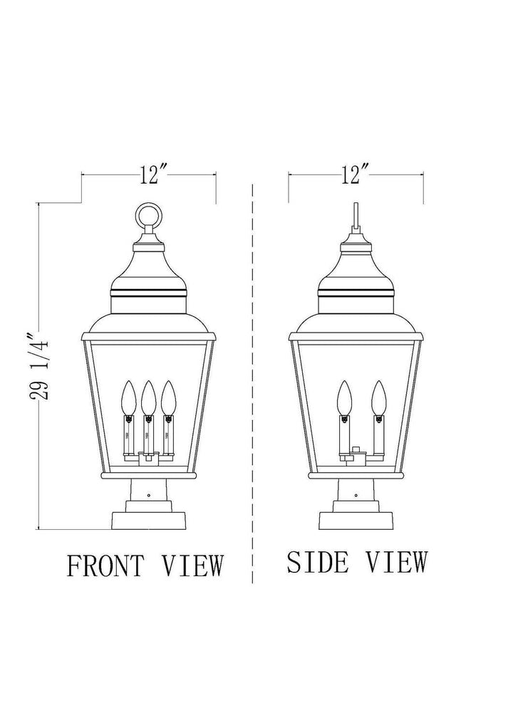 Raphael Three Light Outdoor Pier Mount in Sand Black Z-Lite Canada