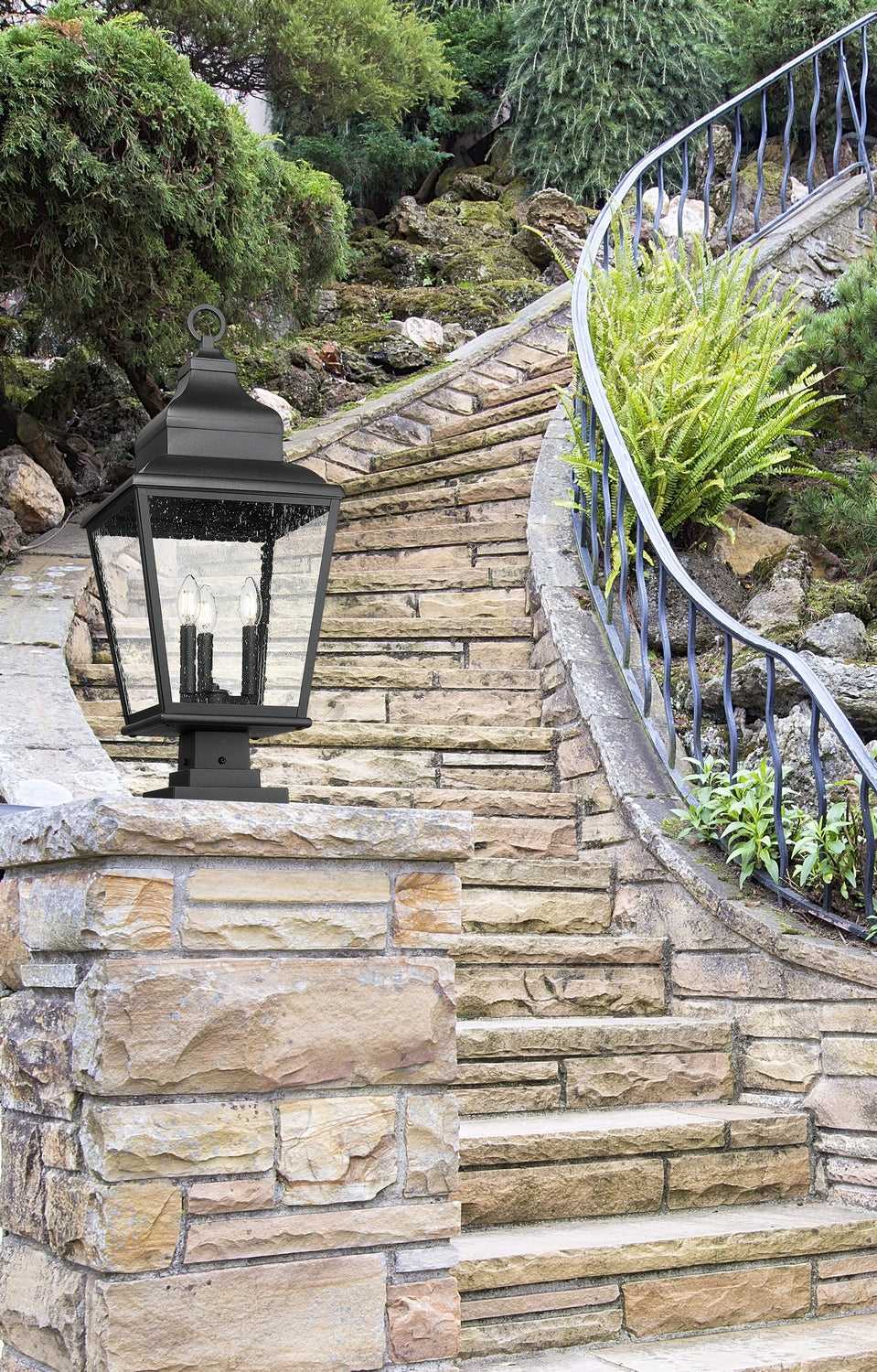 Raphael Three Light Outdoor Pier Mount in Sand Black Z-Lite Canada