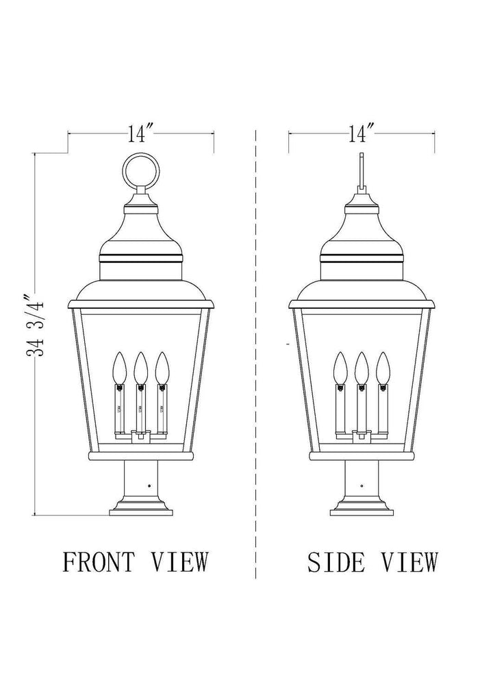Raphael Four Light Outdoor Pier Mount in Sand Black Z-Lite Canada