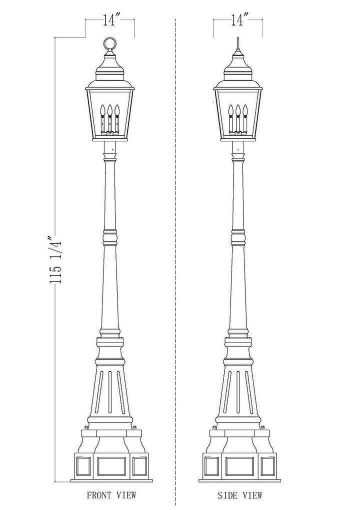 Raphael Four Light Outdoor Post Mount in Sand Black Z-Lite Canada