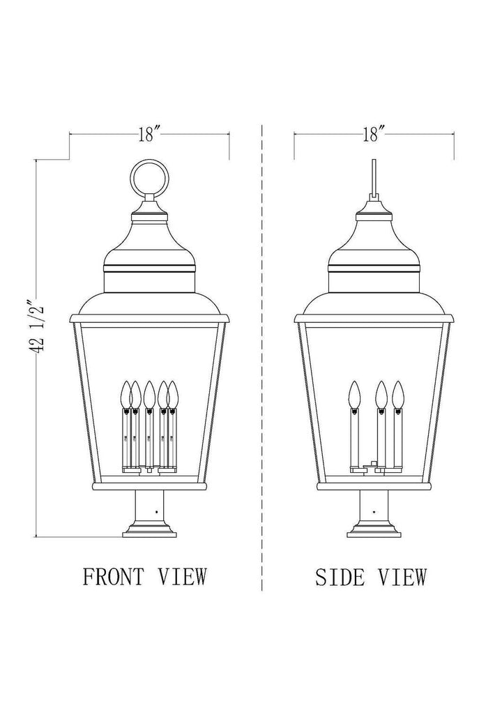 Raphael Five Light Outdoor Pier Mount in Sand Black Z-Lite Canada