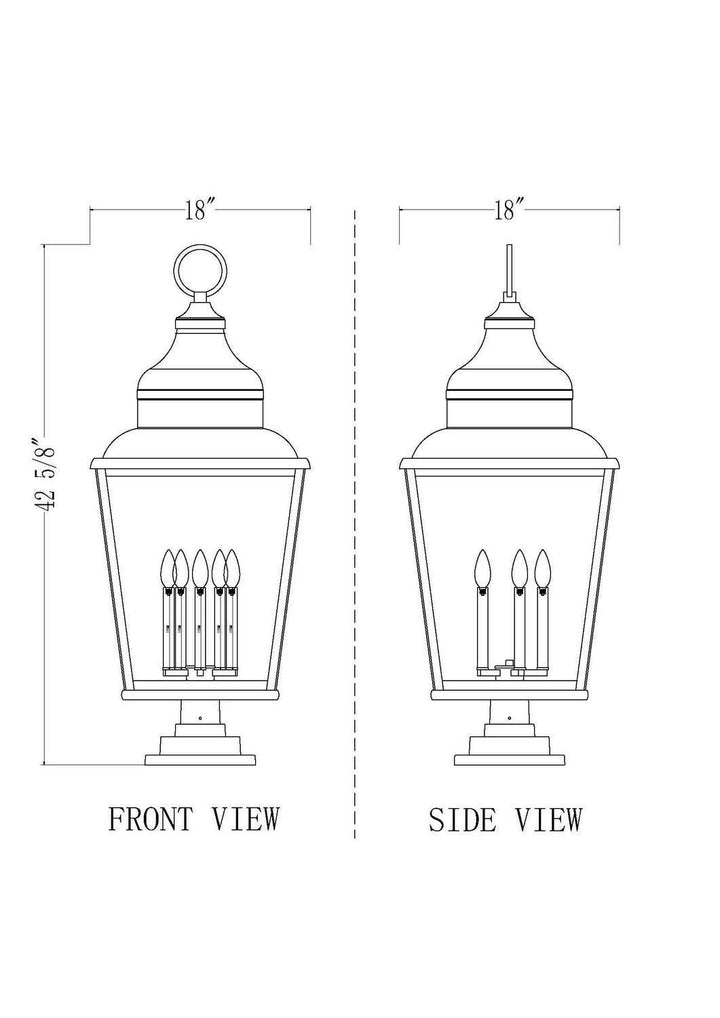 Raphael Five Light Outdoor Pier Mount in Sand Black Z-Lite Canada