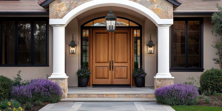 Raphael Five Light Outdoor Wall Mount in Sand Black Z-Lite Canada