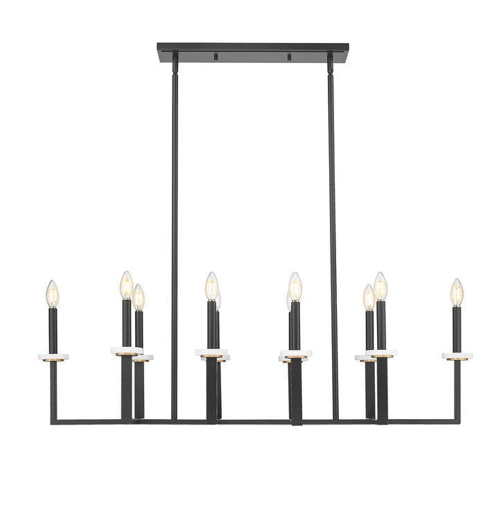 Gaultier Ten Light Linear Chandelier in Matte Black+Modern Gold Z-Lite Canada