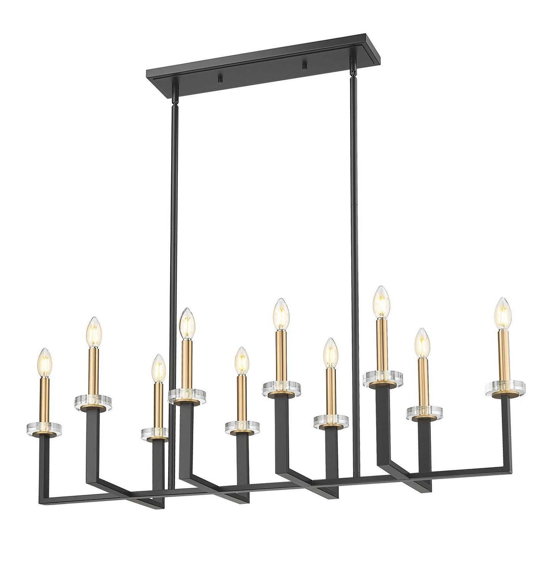 Gaultier Ten Light Linear Chandelier in Matte Black+Modern Gold Z-Lite Canada