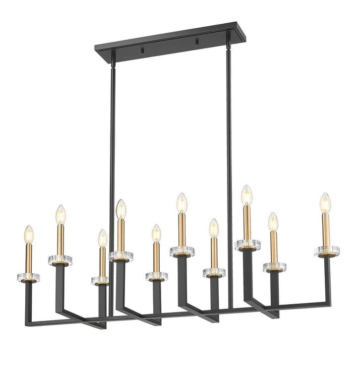 Gaultier Ten Light Linear Chandelier in Matte Black+Modern Gold Z-Lite Canada