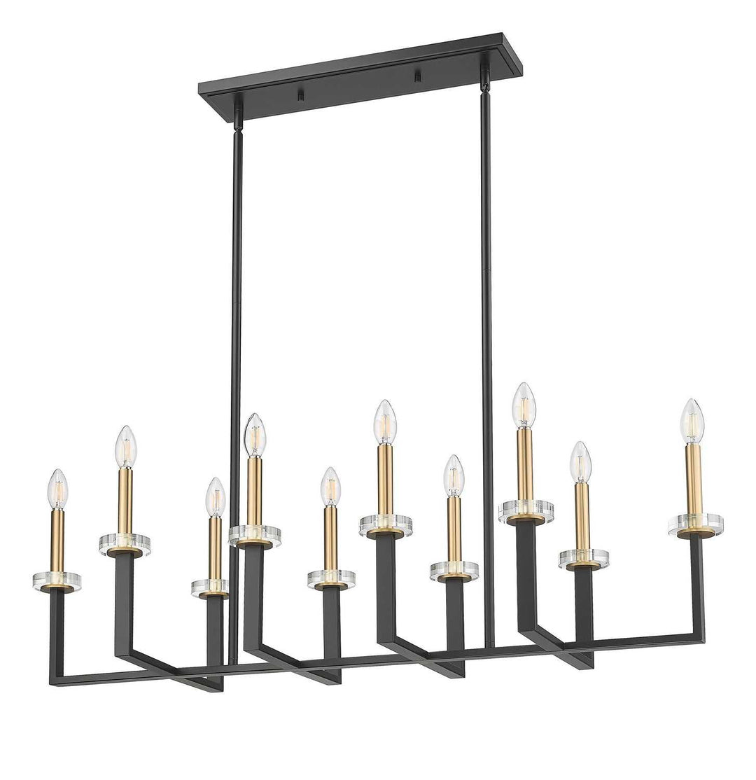 Gaultier Ten Light Linear Chandelier in Matte Black+Modern Gold Z-Lite Canada