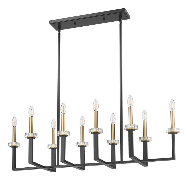 Gaultier Ten Light Linear Chandelier in Matte Black+Modern Gold Z-Lite Canada