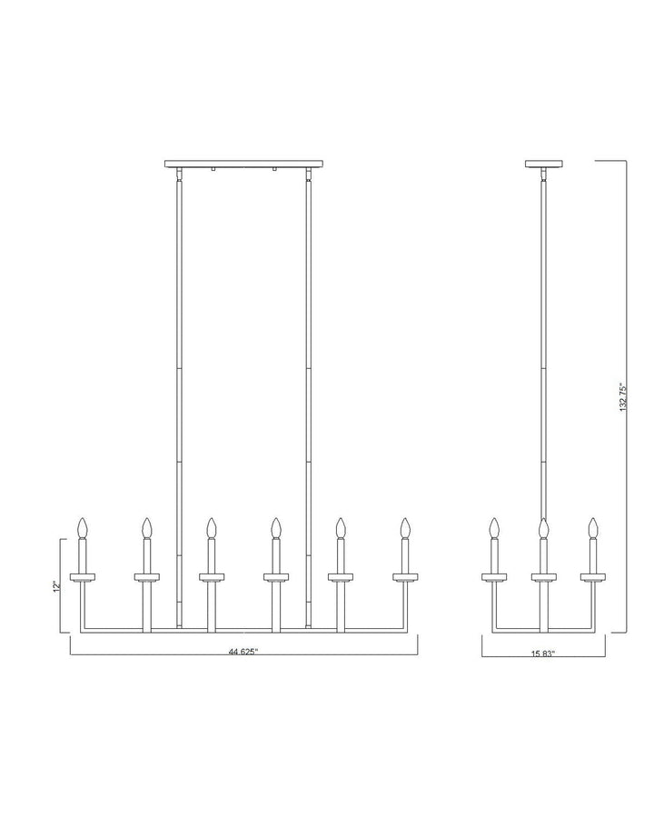 Gaultier Ten Light Linear Chandelier in Matte Black+Modern Gold Z-Lite Canada