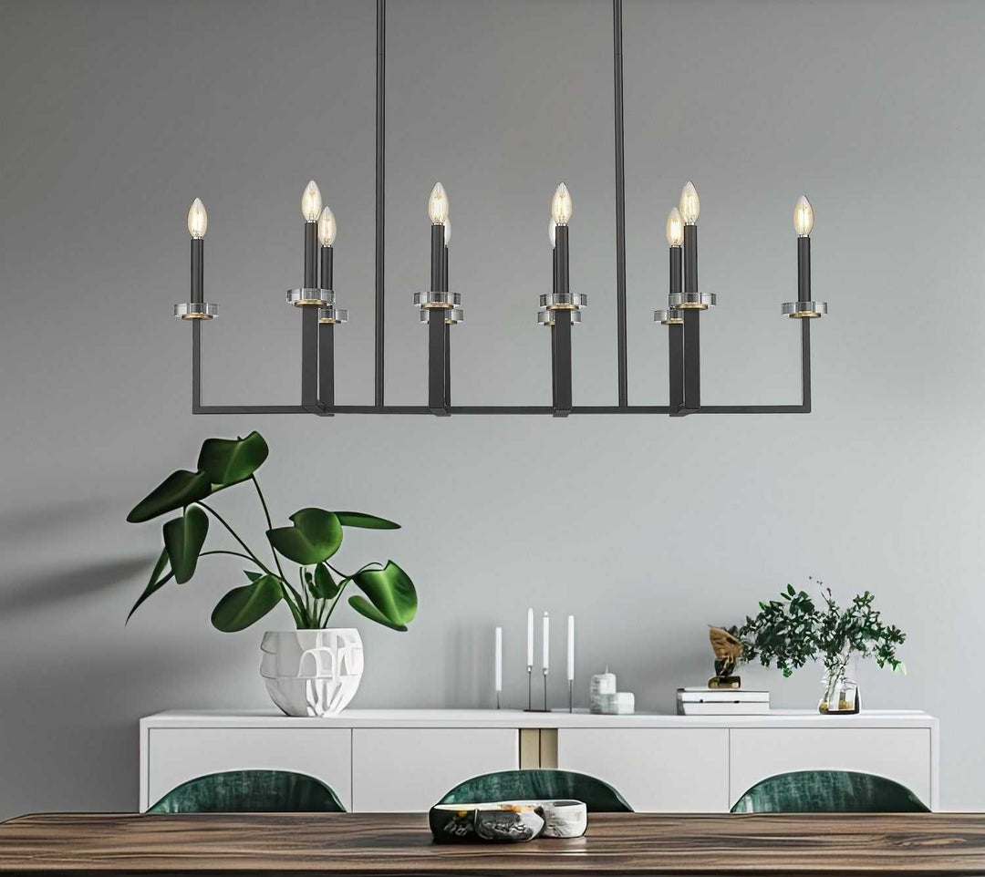 Gaultier Ten Light Linear Chandelier in Matte Black+Modern Gold Z-Lite Canada