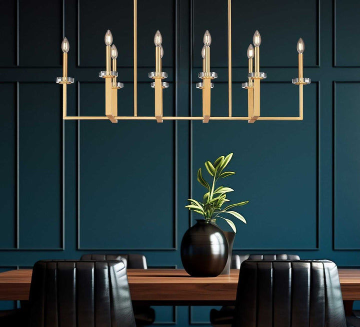Gaultier Ten Light Linear Chandelier in Modern Gold Z-Lite Canada