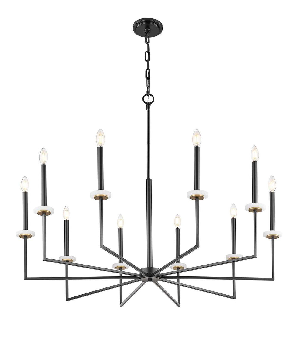 Gaultier Ten Light Chandelier in Matte Black+Modern Gold Z-Lite Canada