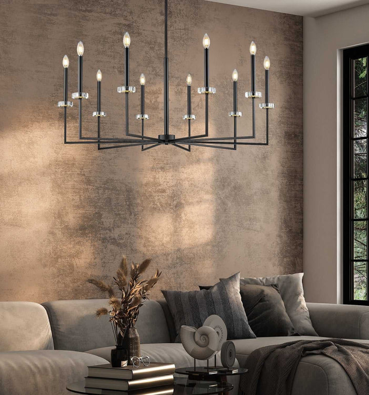 Gaultier Ten Light Chandelier in Matte Black+Modern Gold Z-Lite Canada