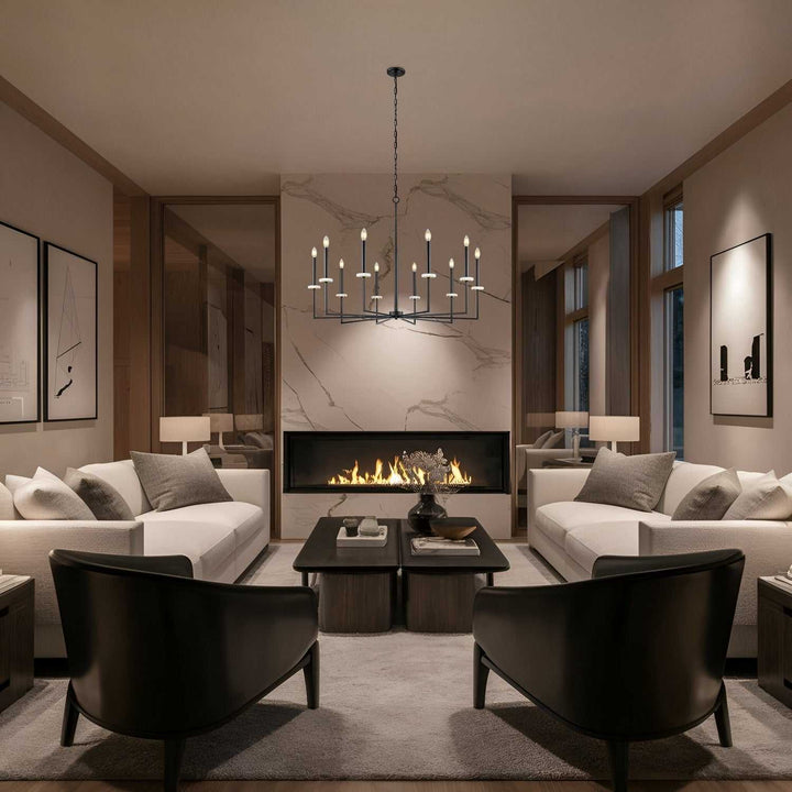 Gaultier Ten Light Chandelier in Matte Black+Modern Gold Z-Lite Canada