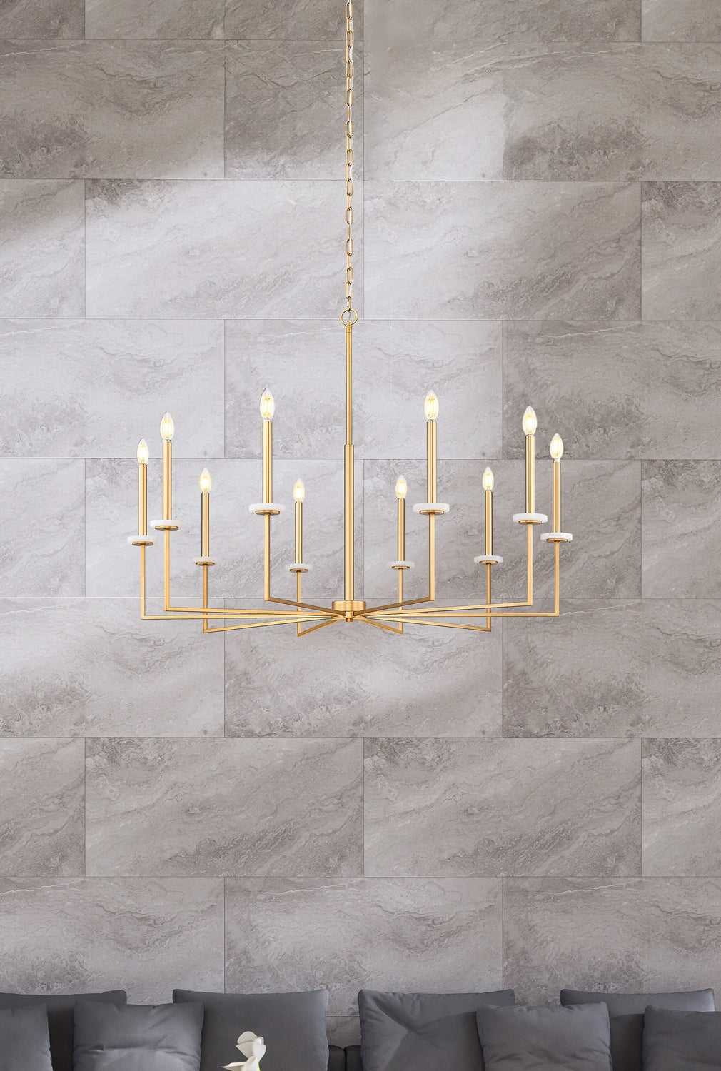 Gaultier Ten Light Chandelier in Modern Gold Z-Lite Canada