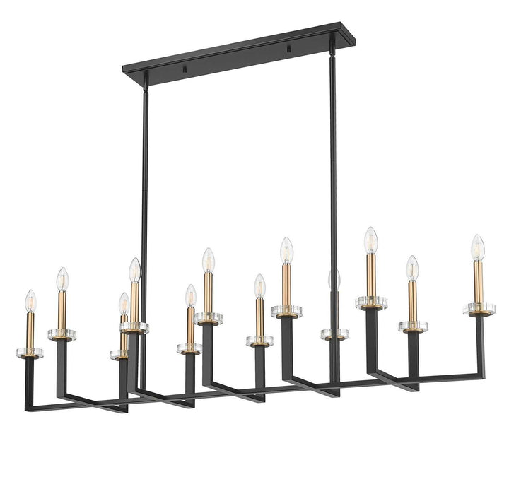 Gaultier 12 Light Linear Chandelier in Matte Black+Modern Gold Z-Lite Canada
