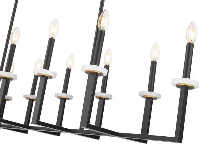 Gaultier 12 Light Linear Chandelier in Matte Black+Modern Gold Z-Lite Canada