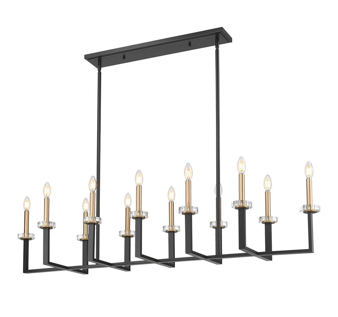 Gaultier 12 Light Linear Chandelier in Matte Black+Modern Gold Z-Lite Canada