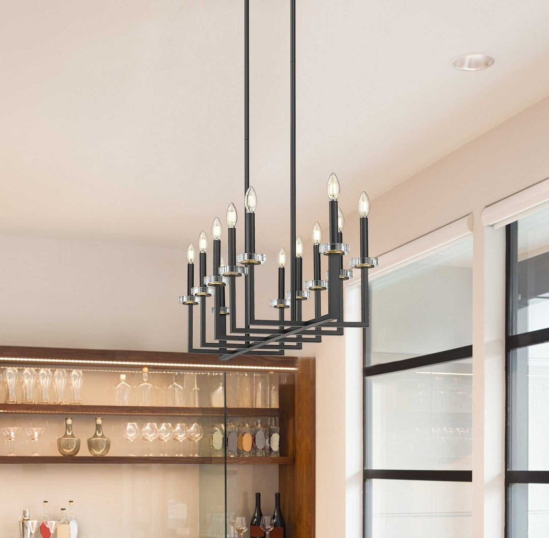 Gaultier 12 Light Linear Chandelier in Matte Black+Modern Gold Z-Lite Canada
