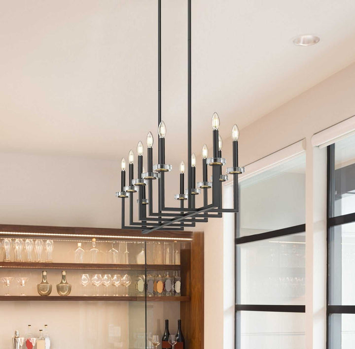 Gaultier 12 Light Linear Chandelier in Matte Black+Modern Gold Z-Lite Canada