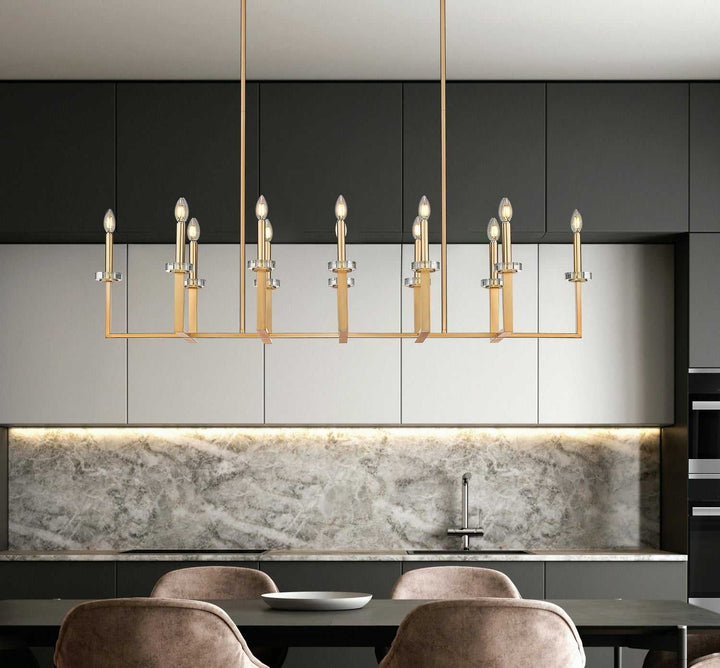 Gaultier 12 Light Linear Chandelier in Modern Gold Z-Lite Canada