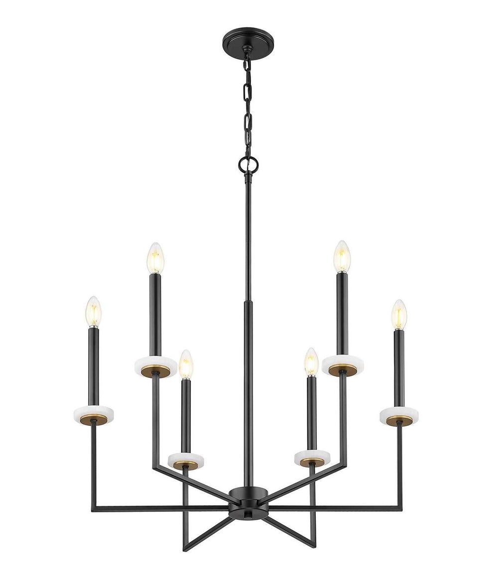 Gaultier Six Light Chandelier in Matte Black+Modern Gold Z-Lite Canada