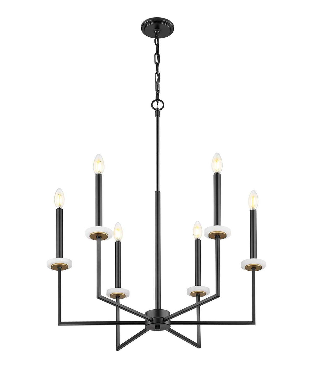 Gaultier Six Light Chandelier in Matte Black+Modern Gold Z-Lite Canada