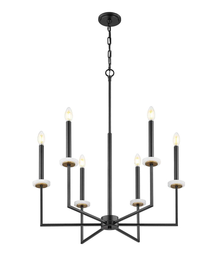 Gaultier Six Light Chandelier in Matte Black+Modern Gold Z-Lite Canada