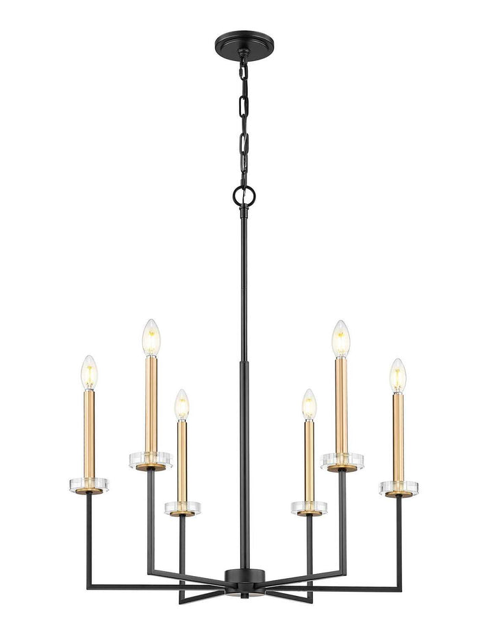Gaultier Six Light Chandelier in Matte Black+Modern Gold Z-Lite Canada