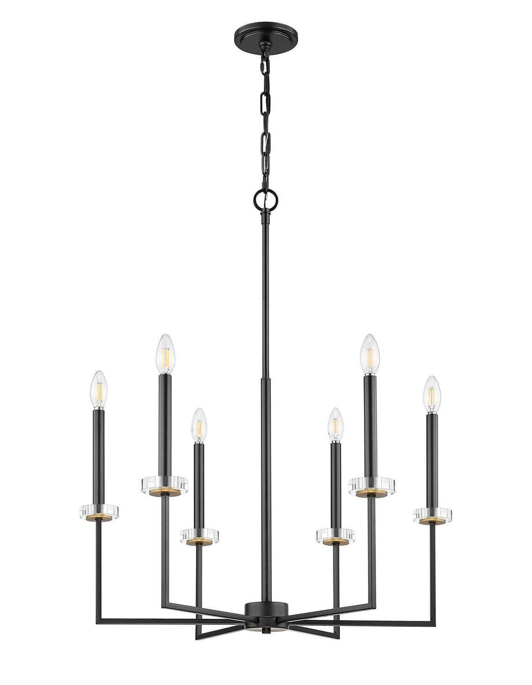 Gaultier Six Light Chandelier in Matte Black+Modern Gold Z-Lite Canada