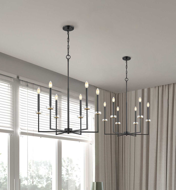 Gaultier Six Light Chandelier in Matte Black+Modern Gold Z-Lite Canada