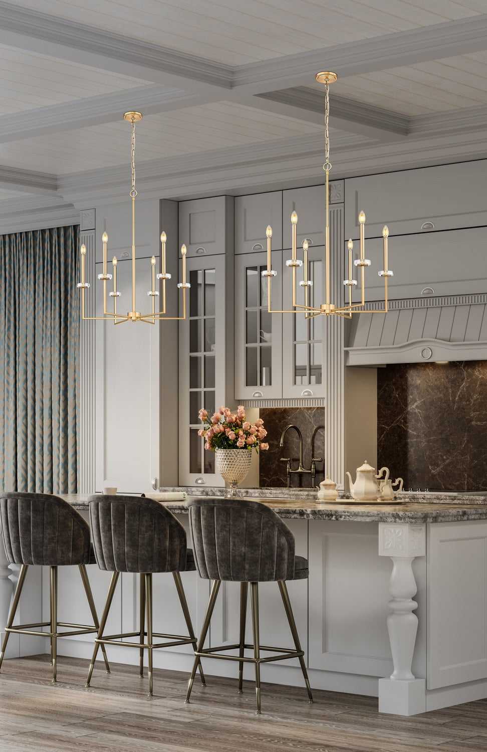 Gaultier Six Light Chandelier in Modern Gold Z-Lite Canada