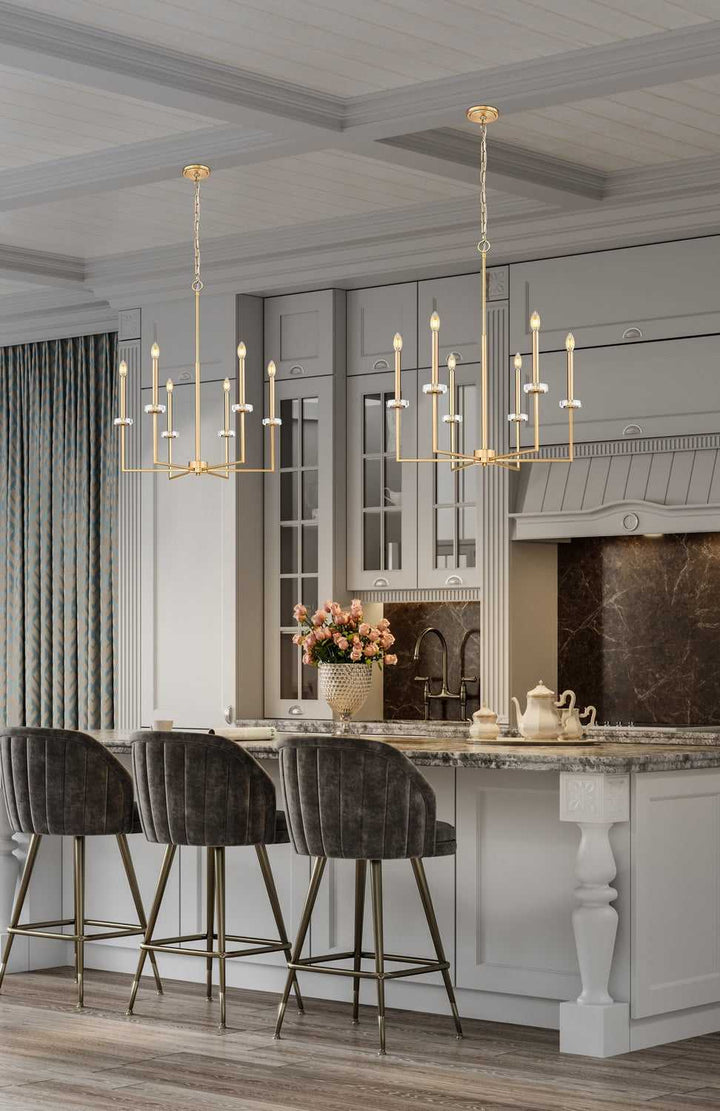 Gaultier Six Light Chandelier in Modern Gold Z-Lite Canada