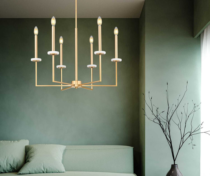 Gaultier Six Light Chandelier in Modern Gold Z-Lite Canada