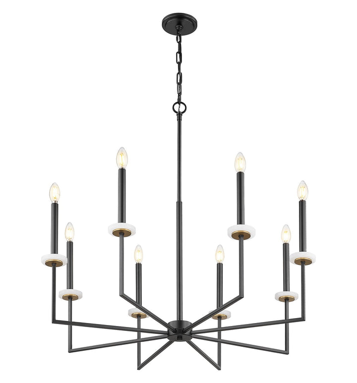 Gaultier Eight Light Chandelier in Matte Black+Modern Gold Z-Lite Canada