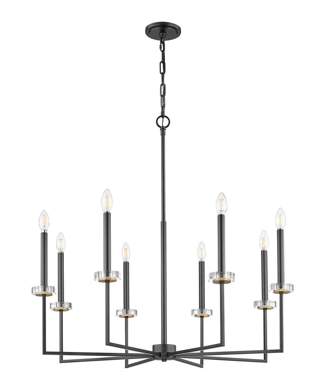Gaultier Eight Light Chandelier in Matte Black+Modern Gold Z-Lite Canada