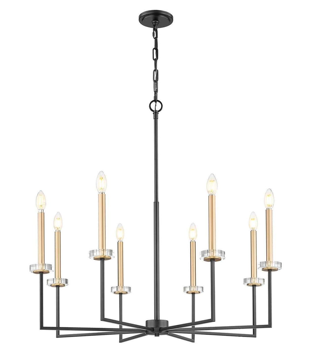Gaultier Eight Light Chandelier in Matte Black+Modern Gold Z-Lite Canada